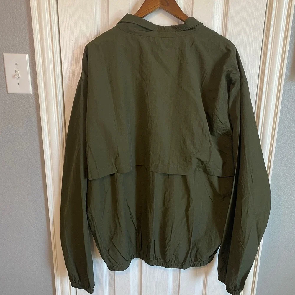 Primitive Mock Collar Anorak Jacket Mens XL Dark Brown Olive Green Pullover